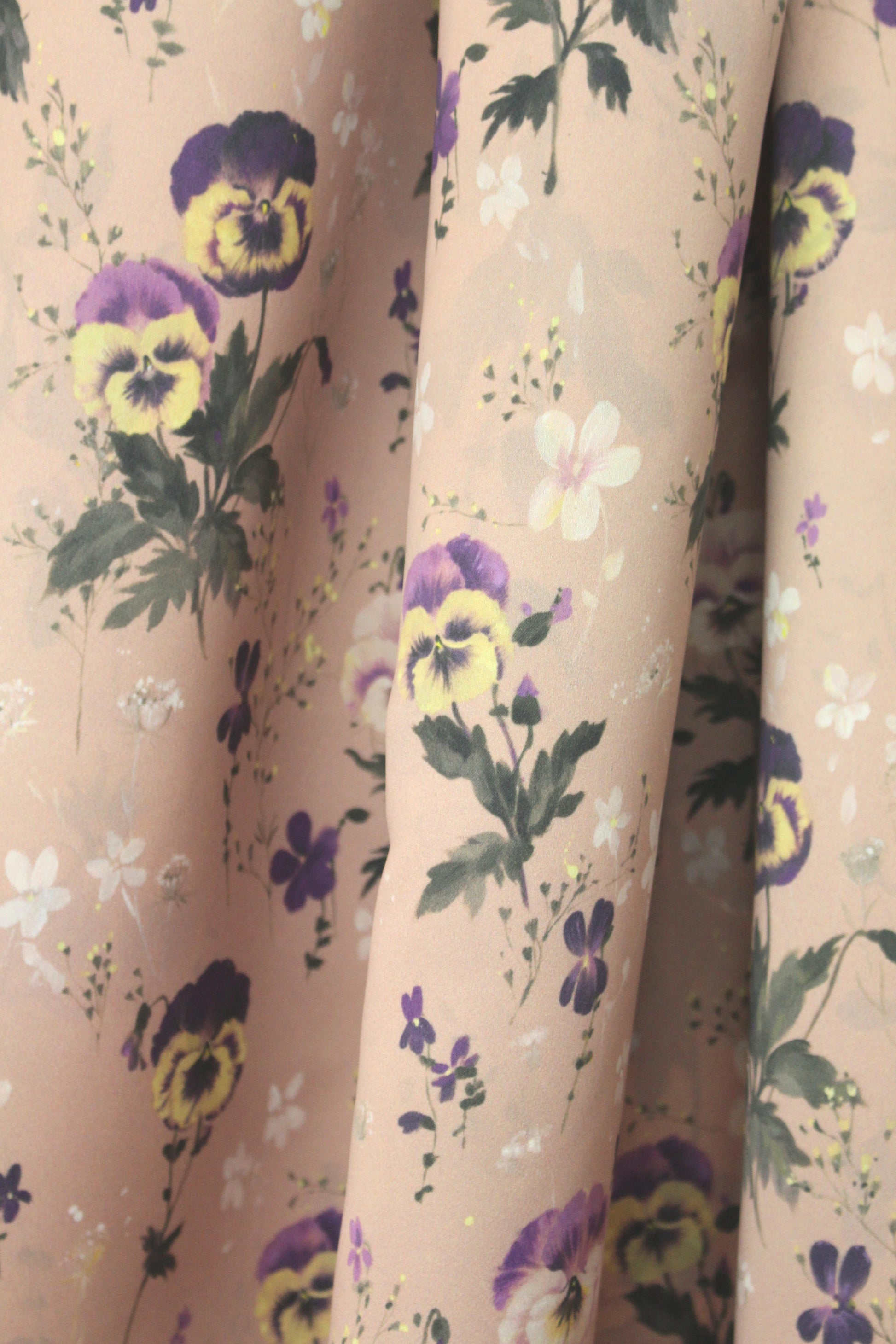 NY designer pansies crepe back satin - dusty blush