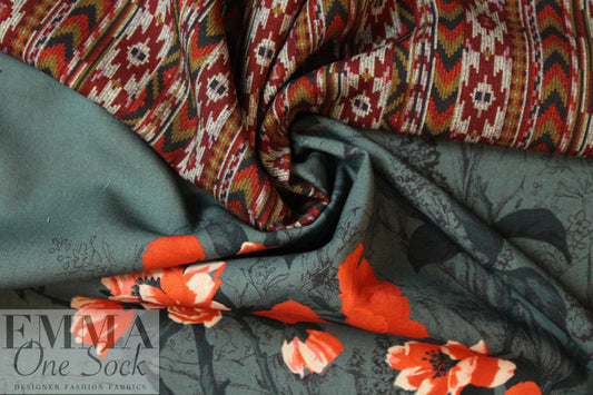 Italian double-sided wool twill woven - carpet/bouquet