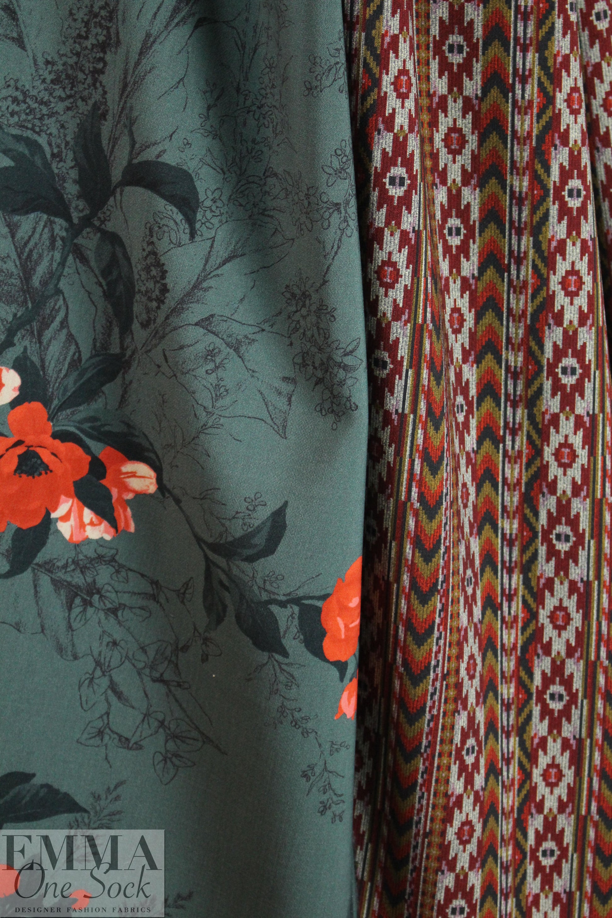 Italian double-sided wool twill woven - carpet/bouquet