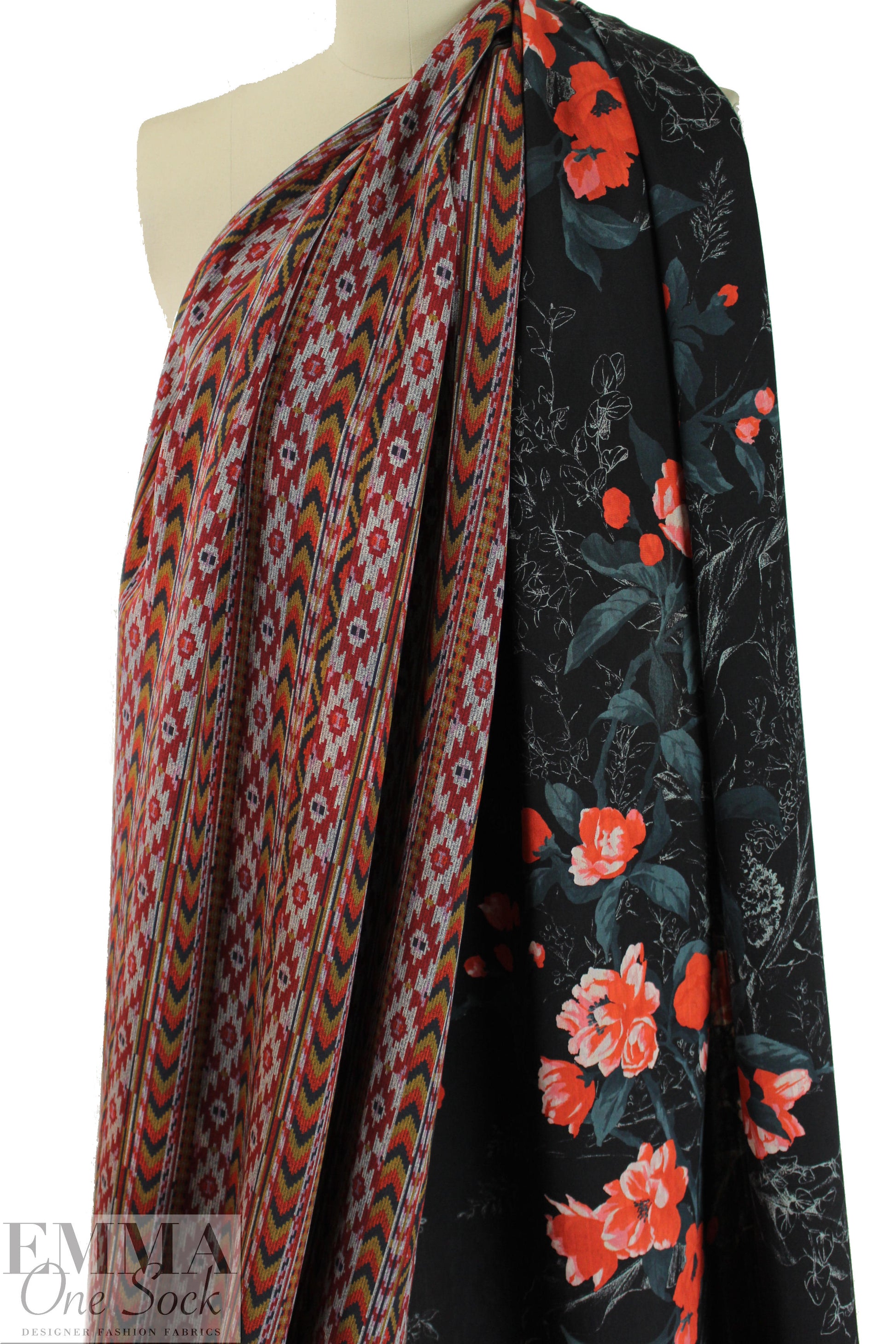 Italian double-sided 2-ply silk crepe woven - carpet/bouquet