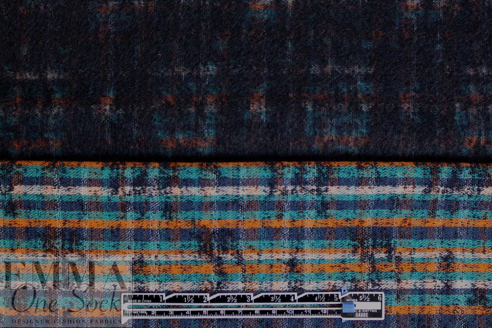 Italian infused plaid reversible coating - cinnamon/teal