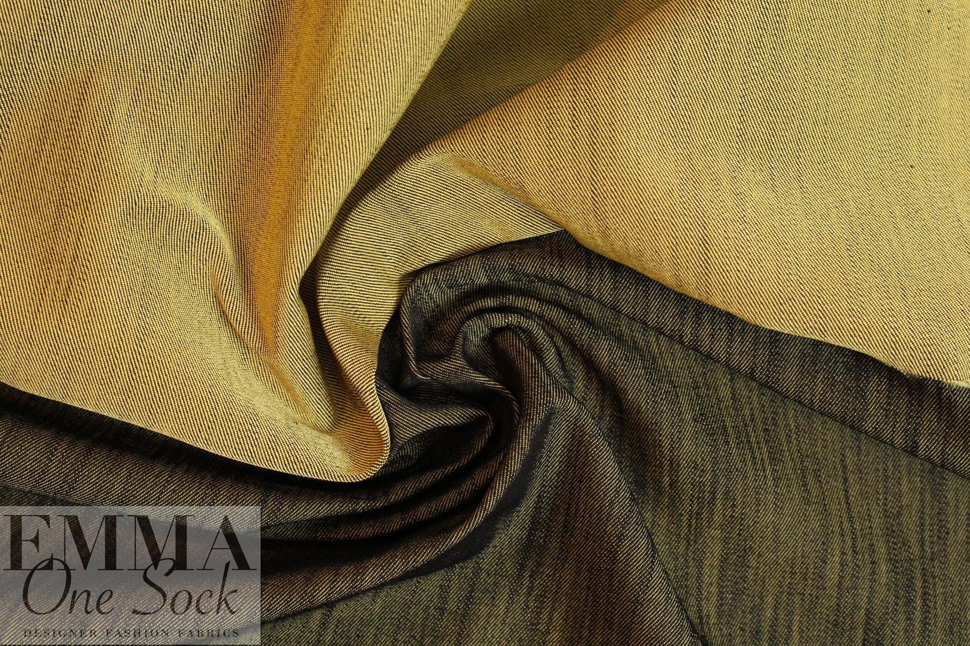 Italian doubleface cotton stretch denim - indigo/gold 1.5 yds
