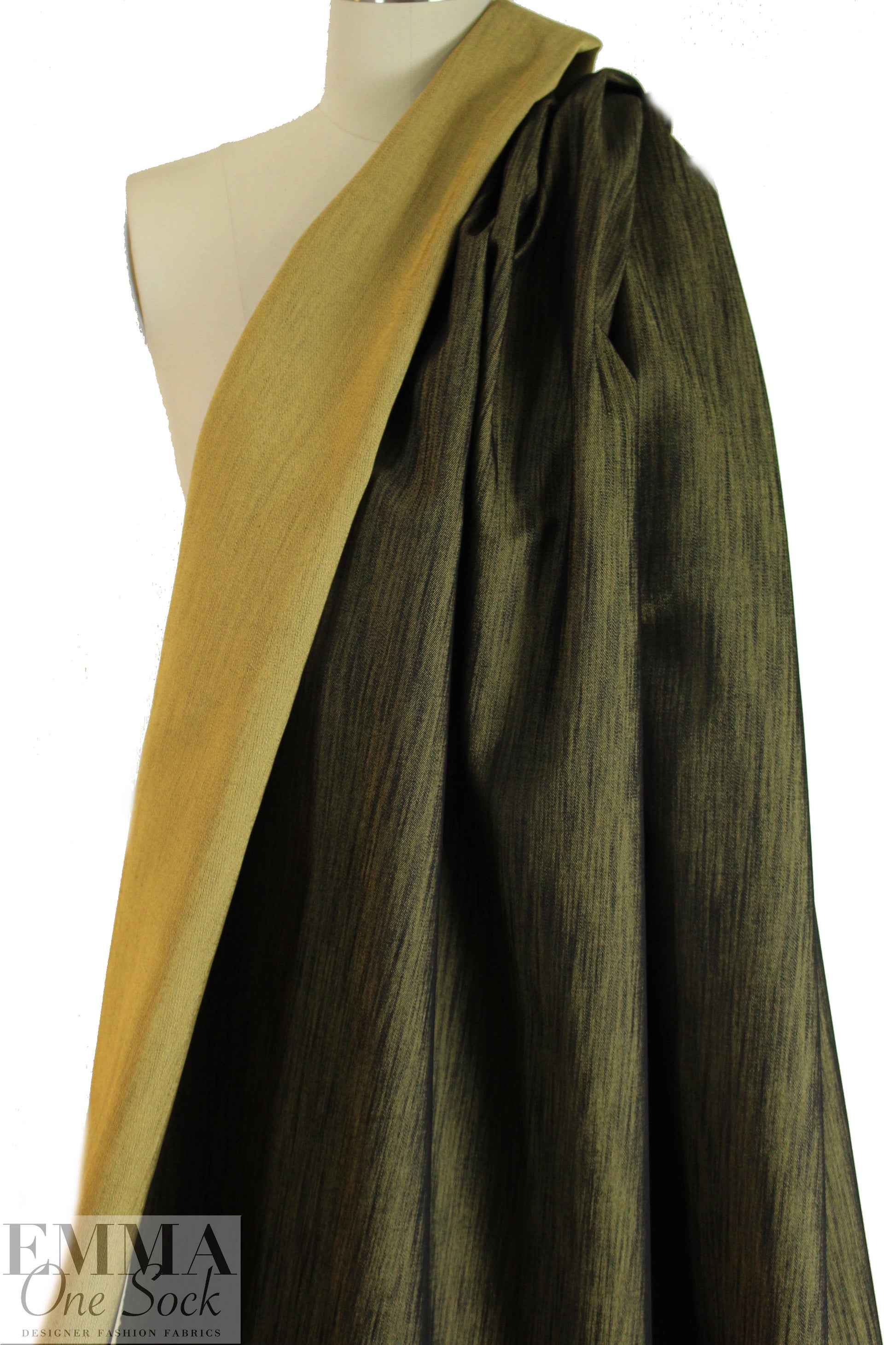 Italian doubleface cotton stretch denim - indigo/gold