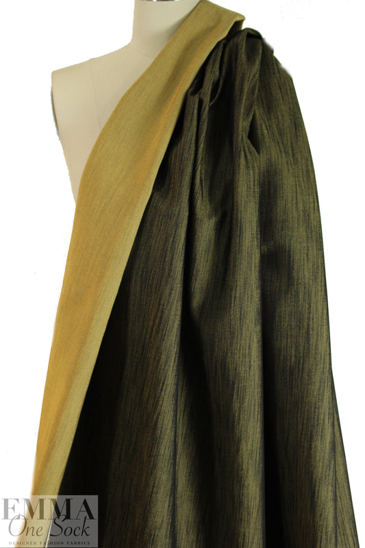 Italian doubleface cotton stretch denim - indigo/gold