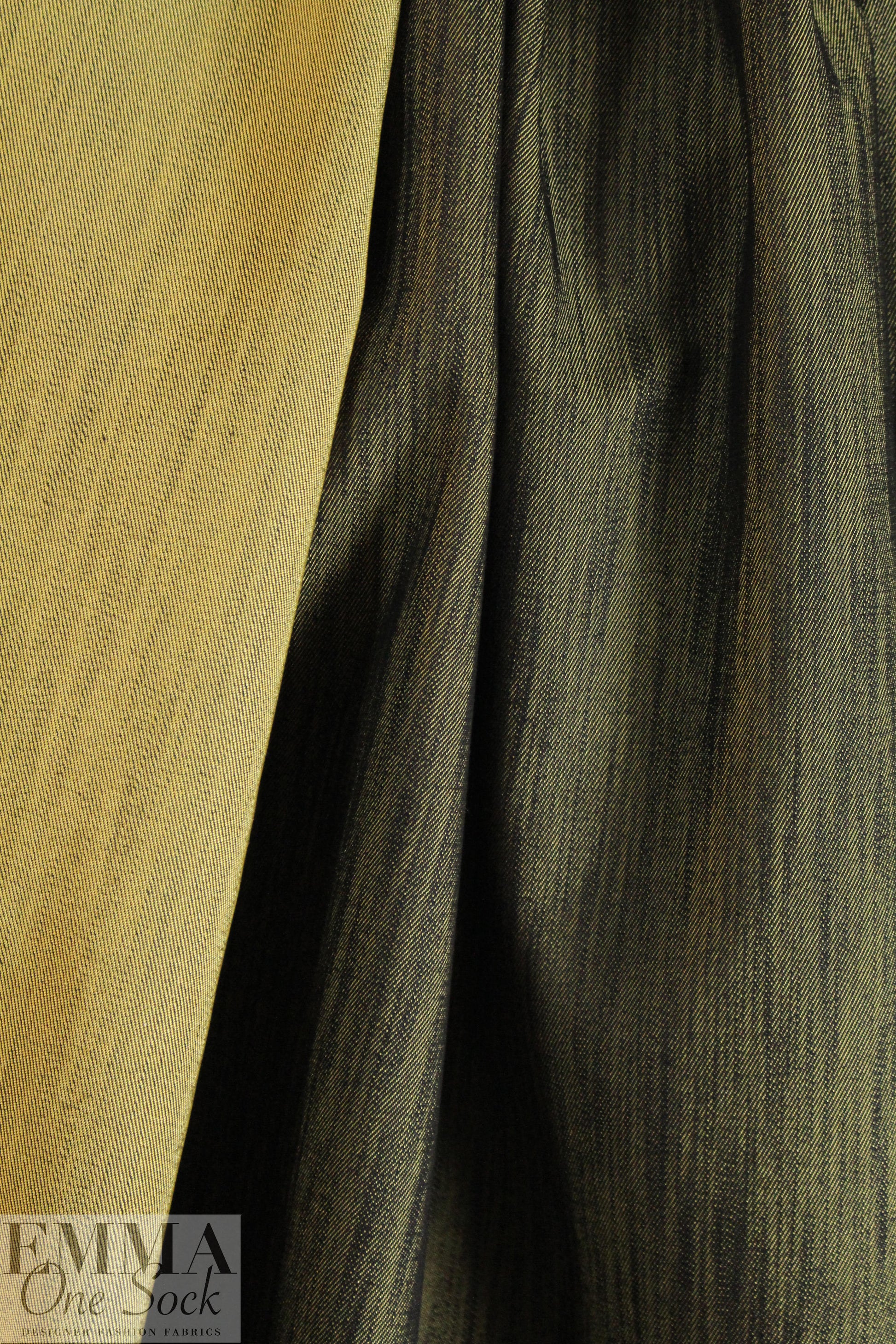 Italian doubleface cotton stretch denim - indigo/gold