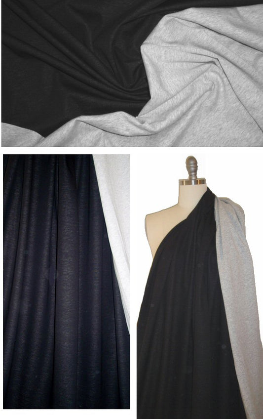 The0ry reversible 2-color doubleknit - black/gray 1.625 yds