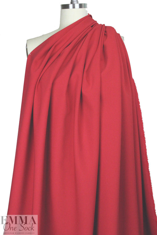 stretch viscose blend doubleweave crepe - scarlet 1.125 yds