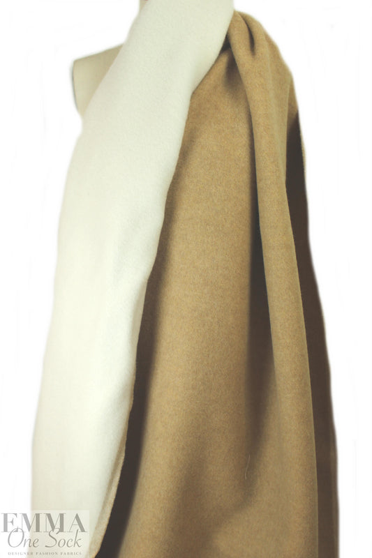 famous designer all wool double fleece - tan/cream 1.5 yds
