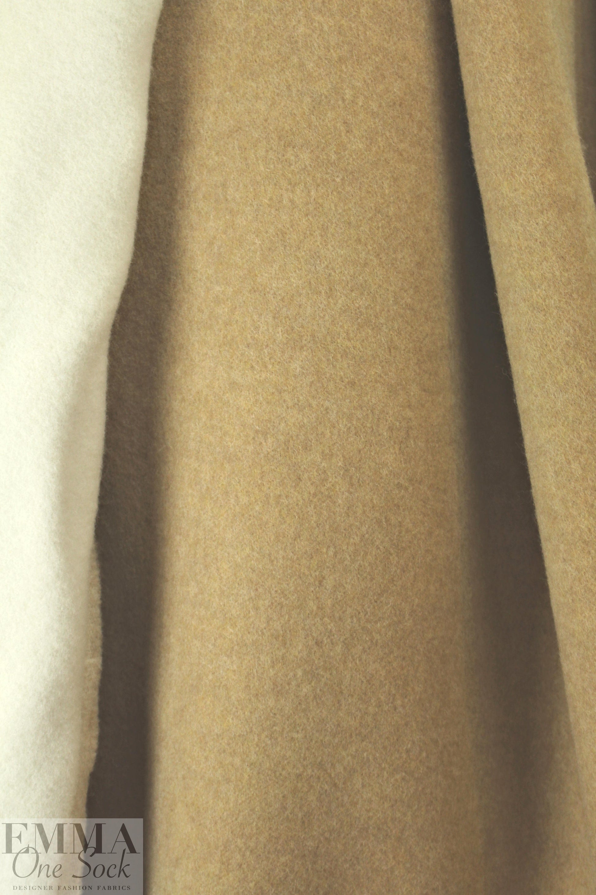 famous designer all wool double fleece - tan/cream