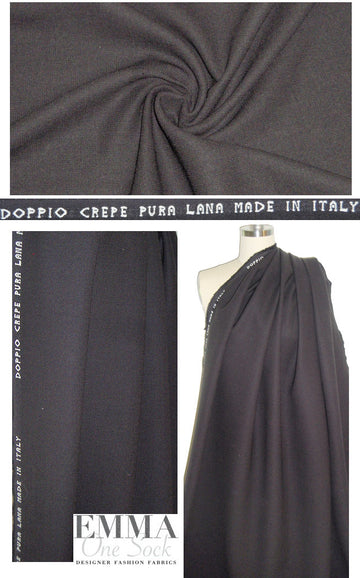 Italian eggplant wool crepe doublecloth