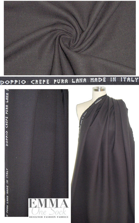 Italian eggplant wool crepe doublecloth