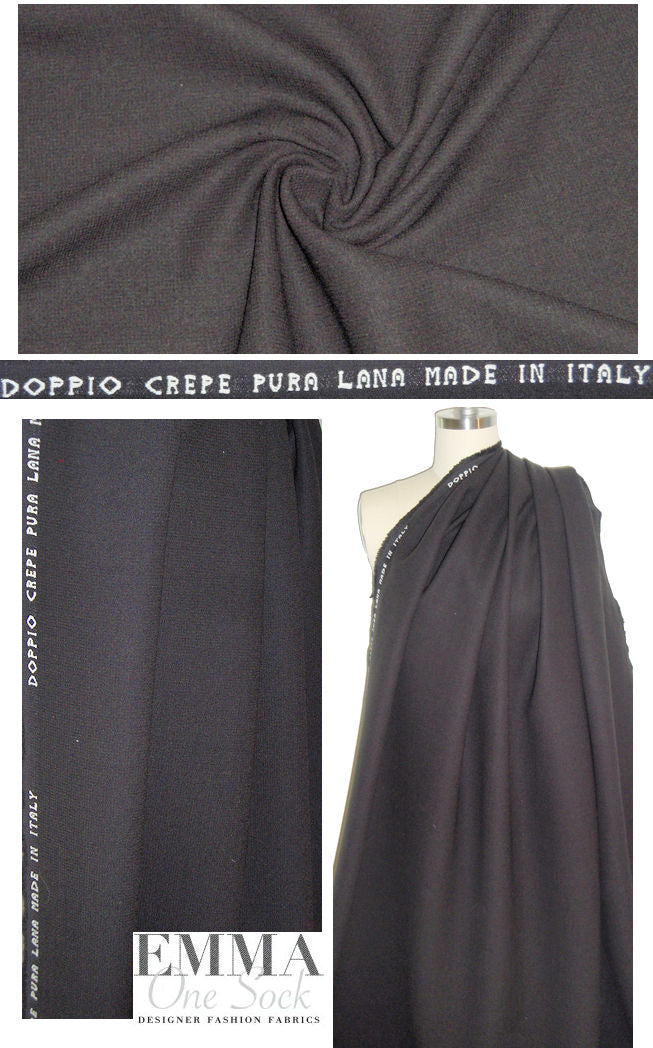 Italian eggplant wool crepe doublecloth 1 yard
