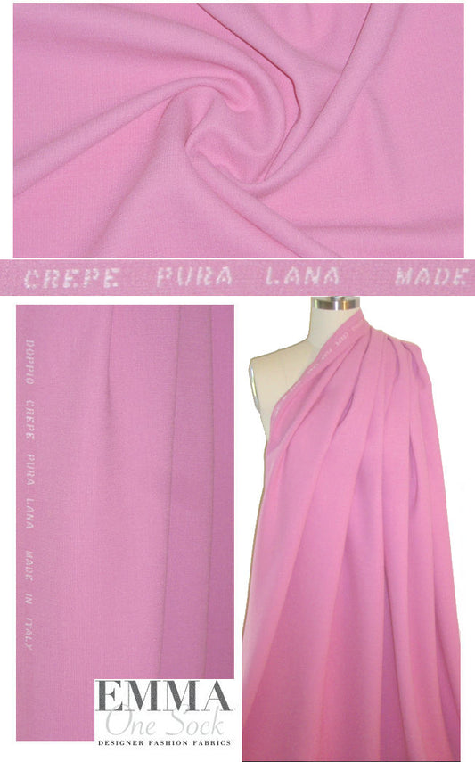 Italian lilac pink wool crepe doublecloth