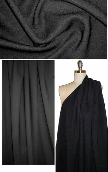Mi11y black wool / viscose double crepe twill