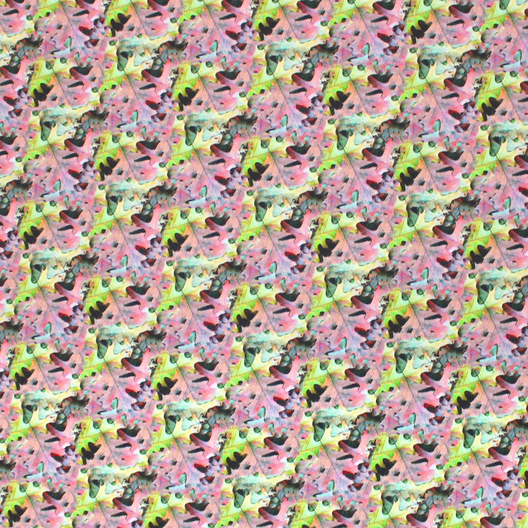'oak leaf collage' viscose dressweight woven 1.75 yd