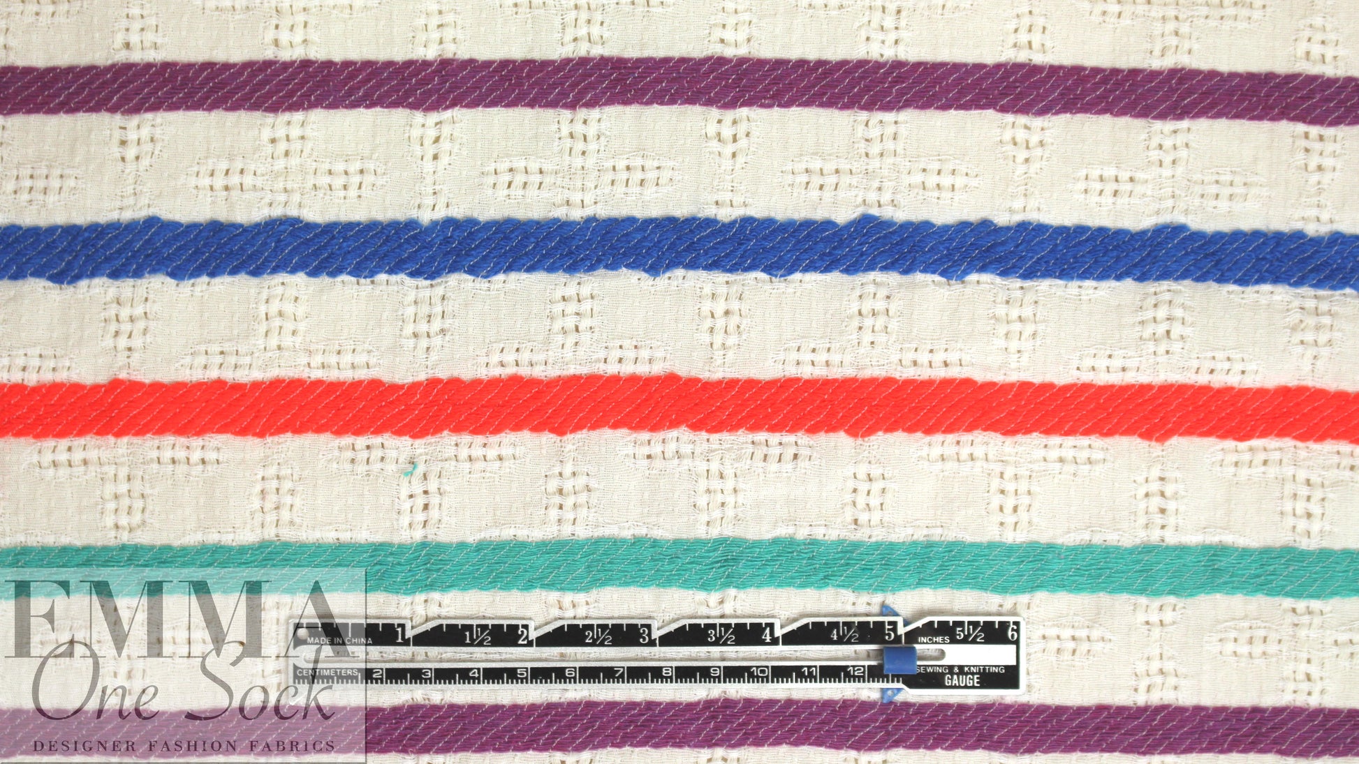 NY designer colorful novelty stripe linen/cotton woven .875 yds