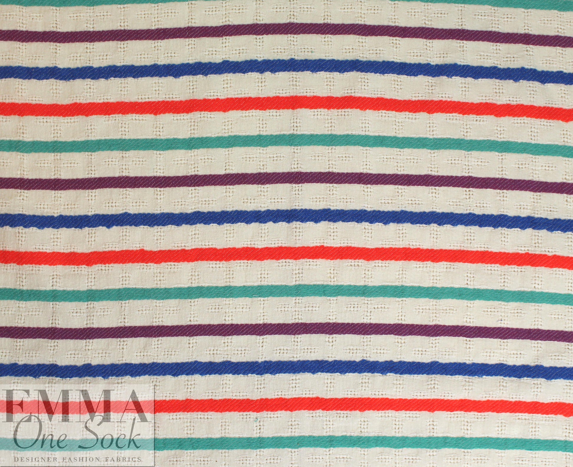 NY designer colorful novelty stripe linen/cotton woven .875 yds