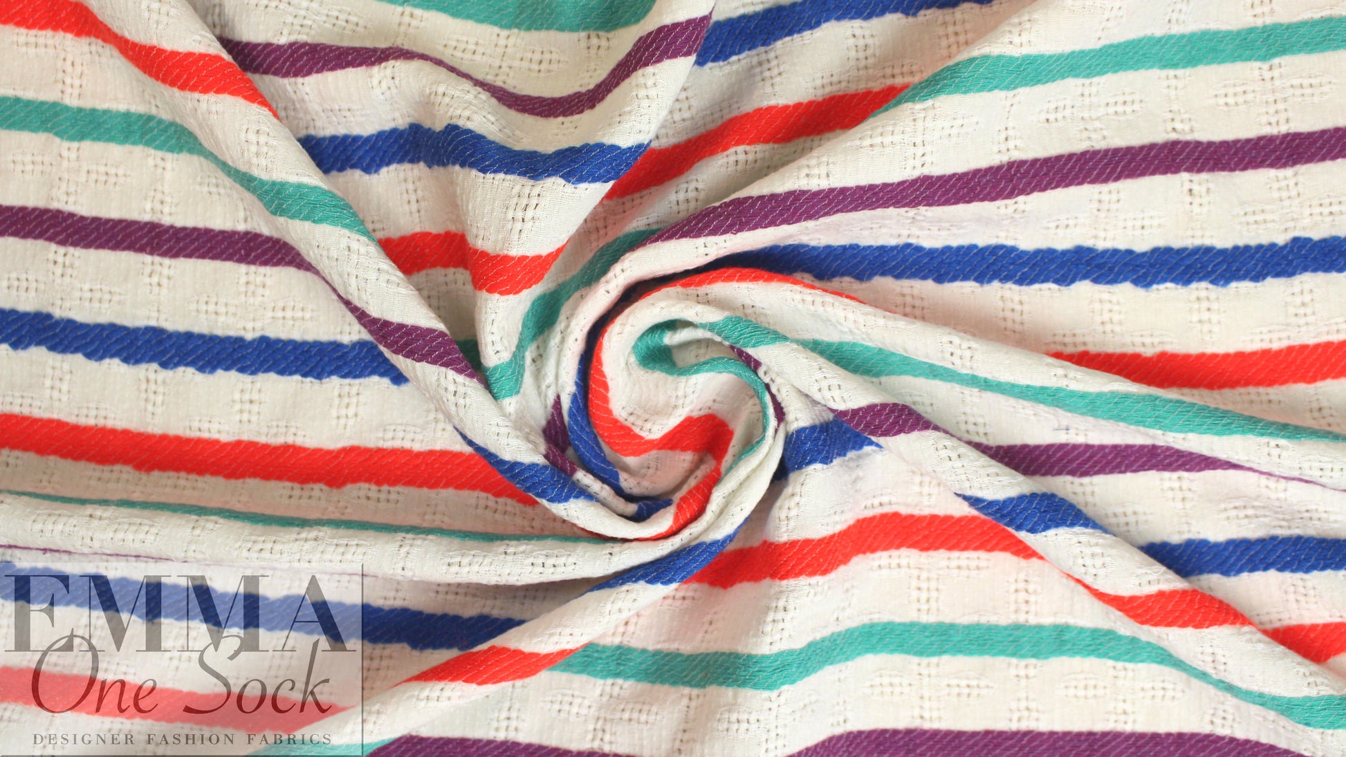 NY designer colorful novelty stripe linen/cotton woven