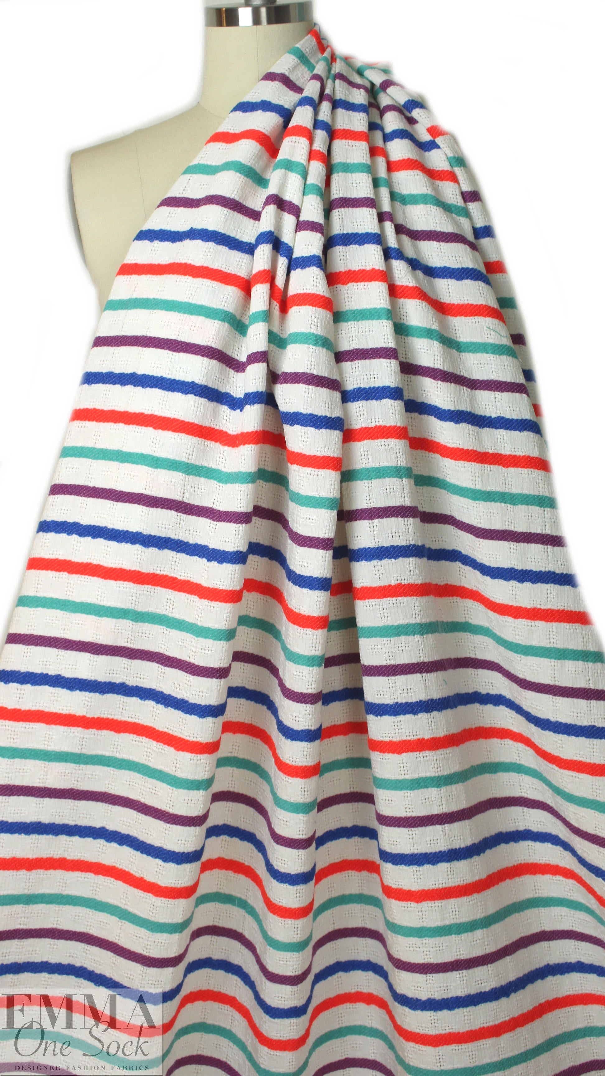 NY designer colorful novelty stripe linen/cotton woven .875 yds