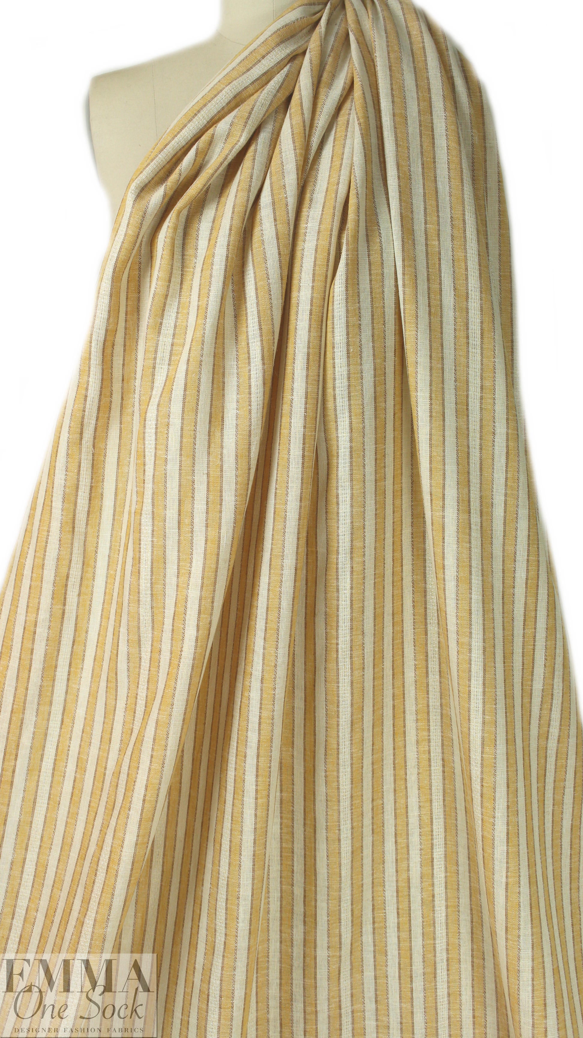 NY designer maize/ivory novelty stripe linen/cotton woven .625 yds