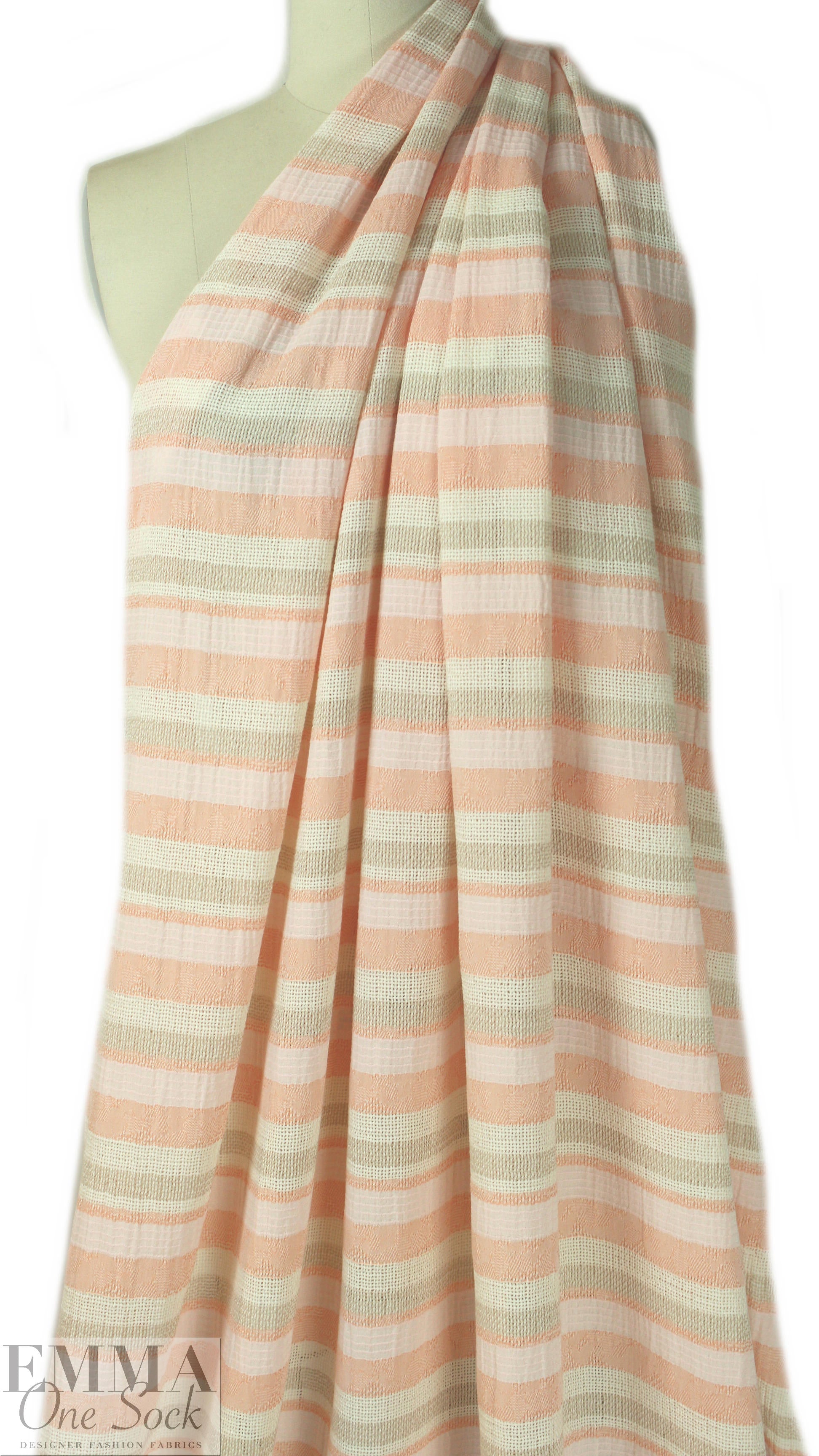 NY designer peachy novelty stripe linen/cotton woven