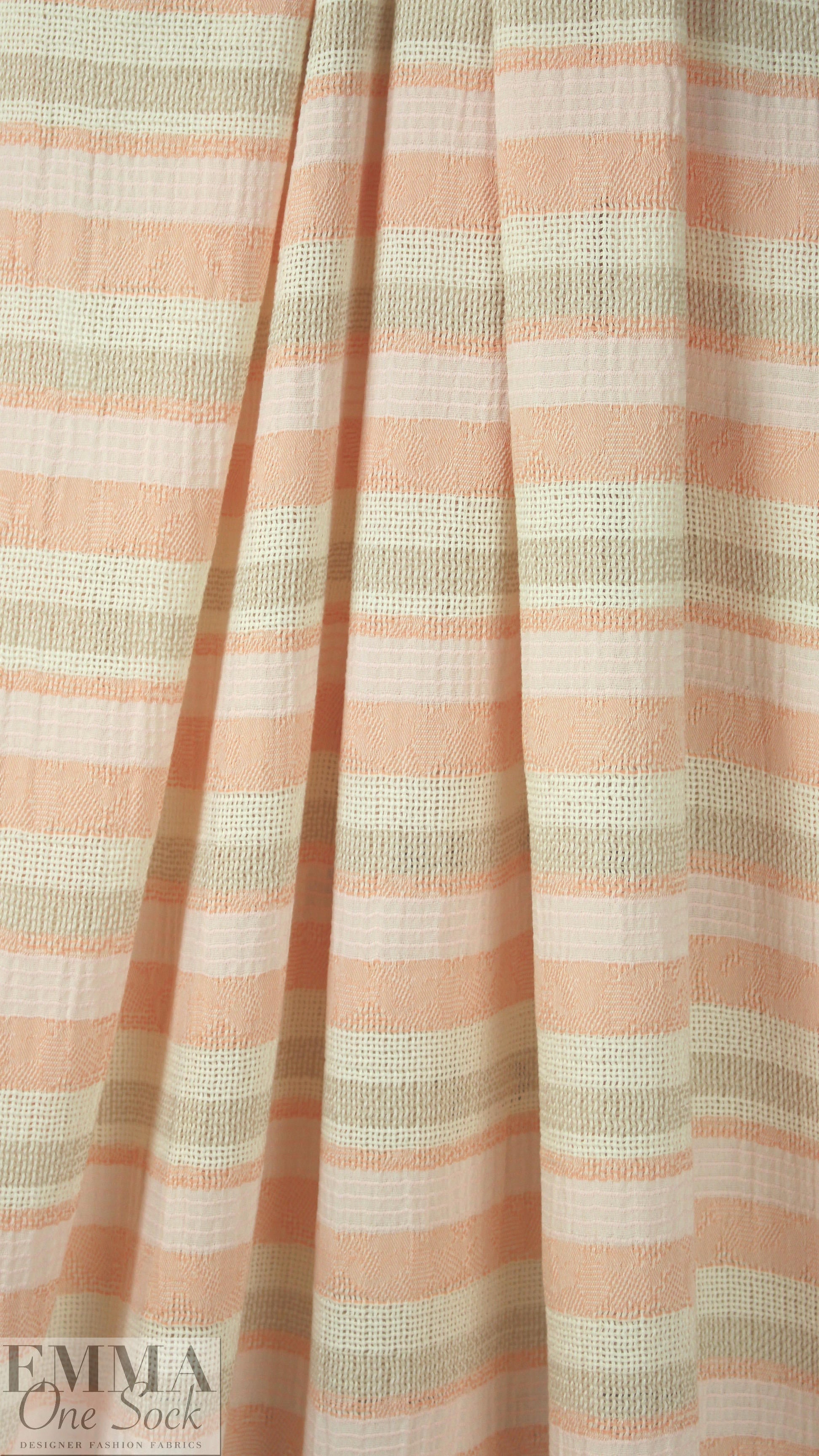 NY designer peachy novelty stripe linen/cotton woven