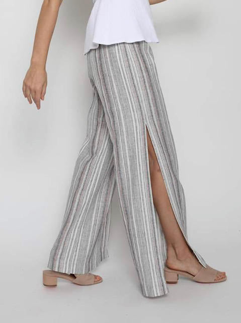NY designer peachy novelty stripe linen/cotton woven