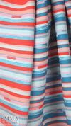 NY designer turquoise/hot orange novelty stripe woven