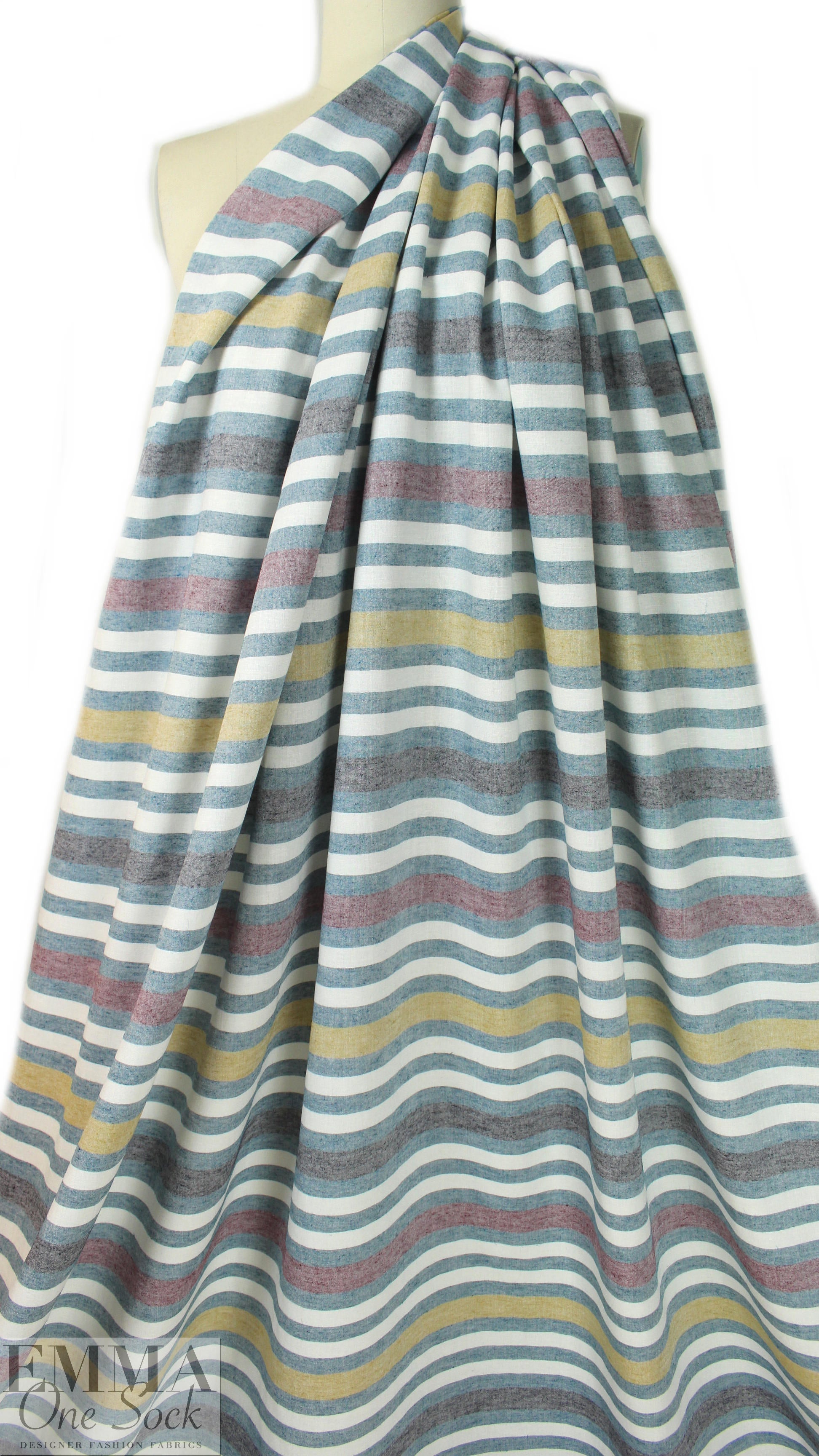 NY designer chambray novelty stripes cotton woven
