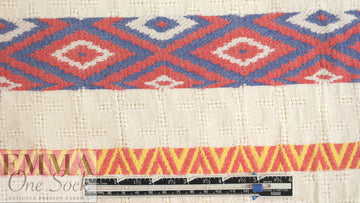 NY designer red/blue diamond novelty linen/cotton woven