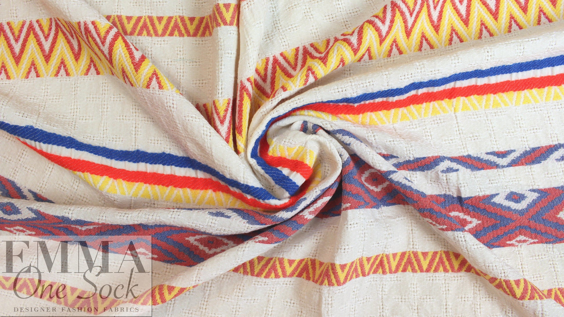 NY designer red/blue diamond novelty linen/cotton woven 1.5 yds