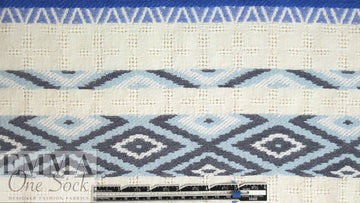 NY designer blue diamond novelty linen/cotton woven