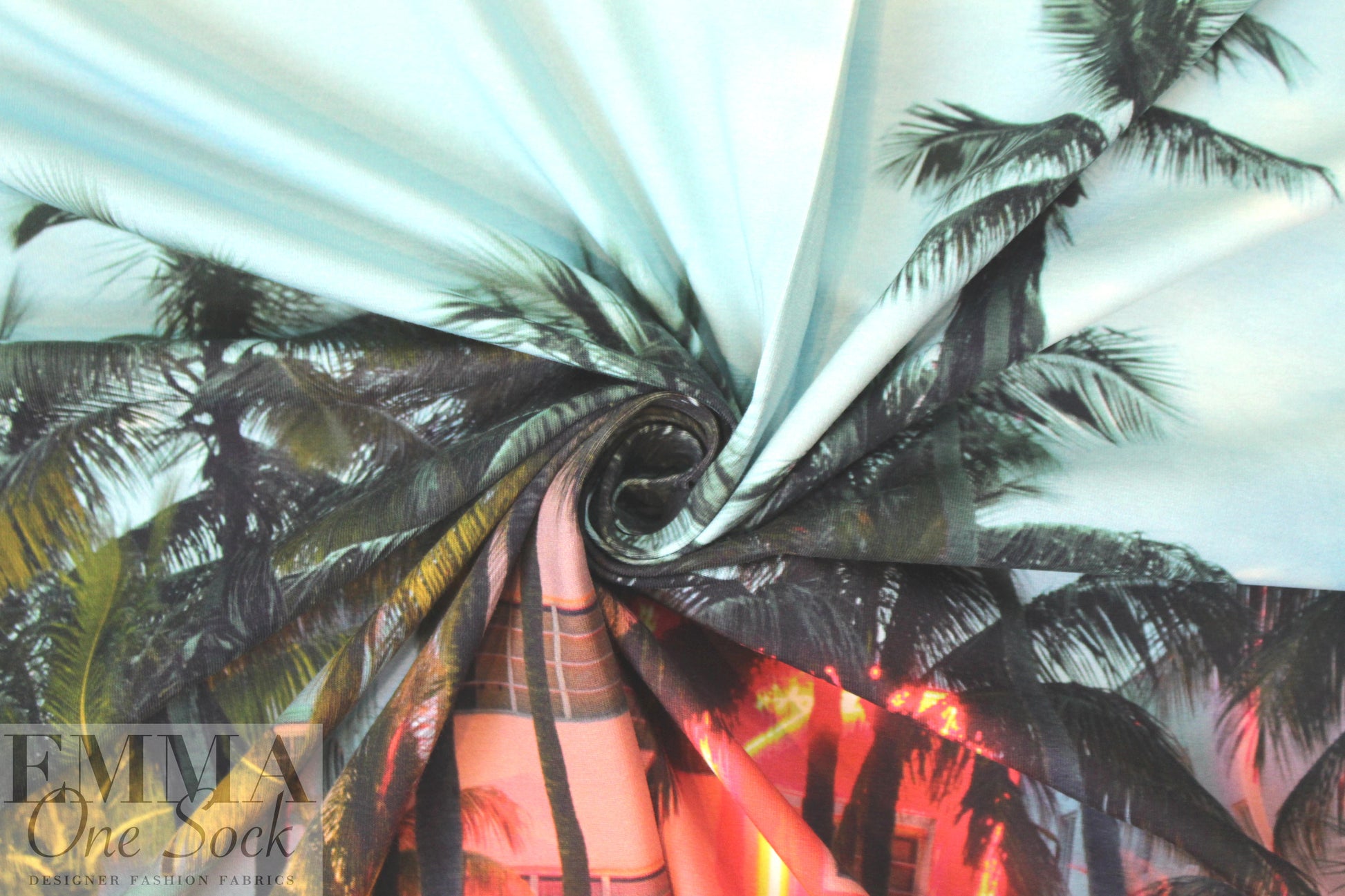 Dutch digital 'South Beach' cotton/lycra panel knit  2 panel