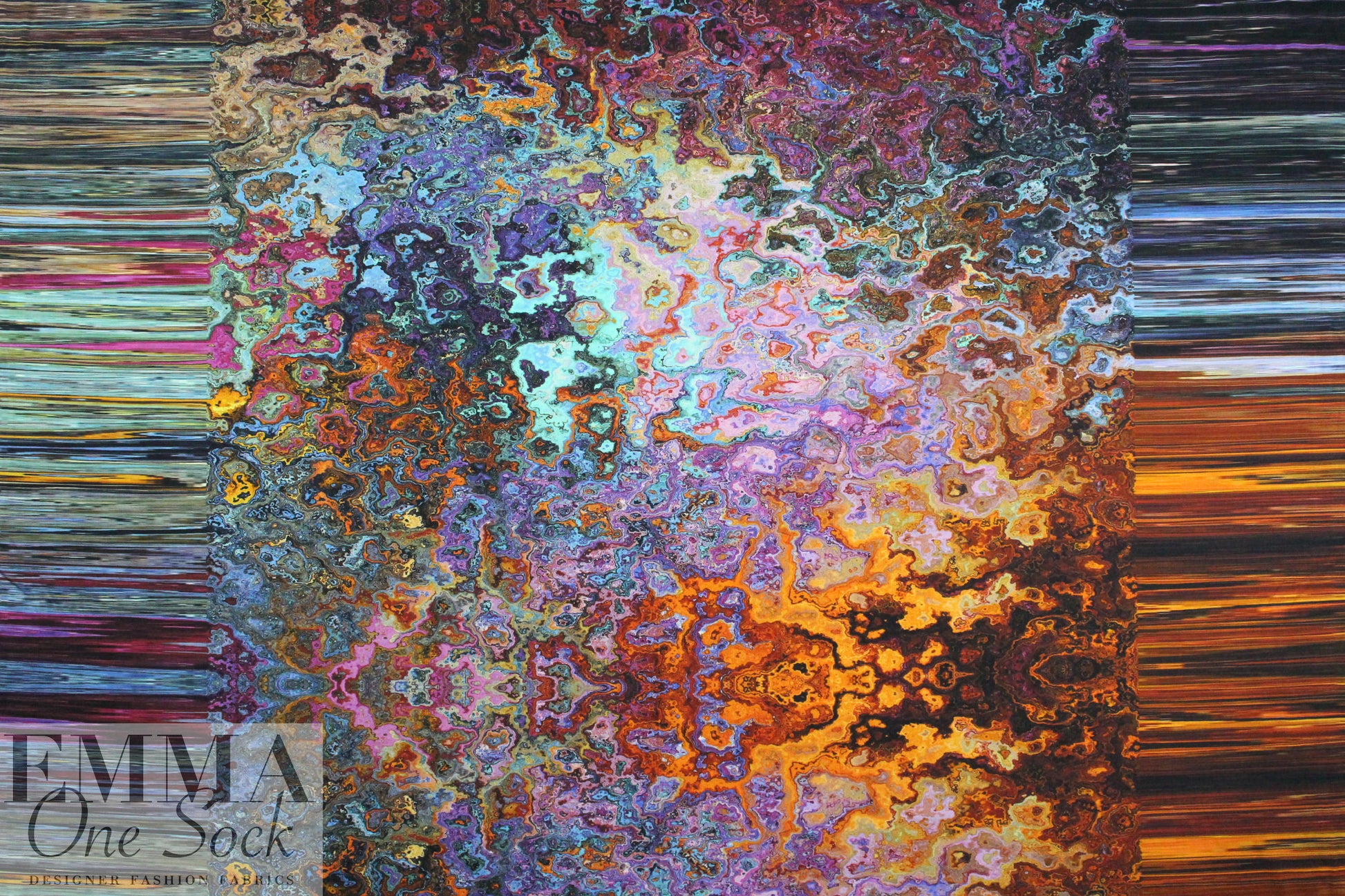 Dutch digital multi fimo swirl cotton/lycra border knit  1 yard