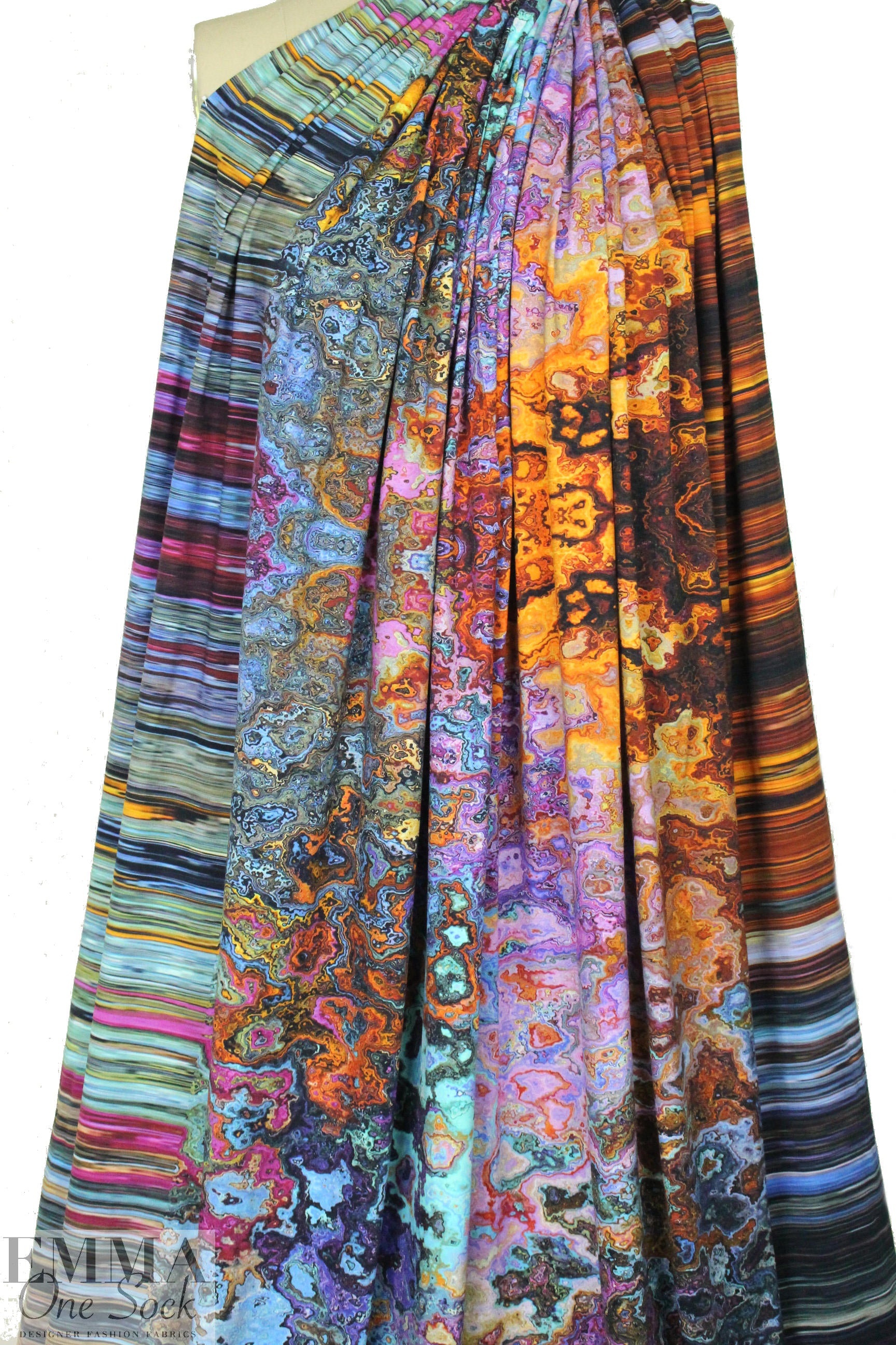 Dutch digital multi fimo swirl cotton/lycra border knit  1 yard