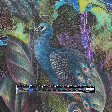 Dutch digital 'blooms and plumes' cotton knit Oeko-Tex - blue tones 1.5 yds