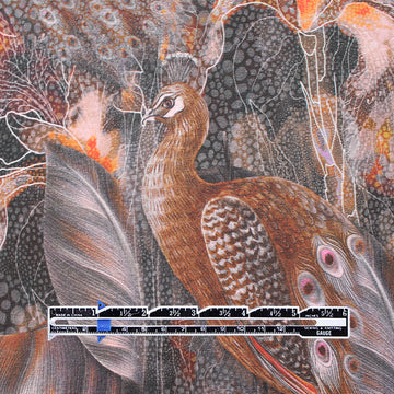 Dutch digital 'blooms and plumes' cotton knit Oeko-Tex - spice/gray 1.5 yd