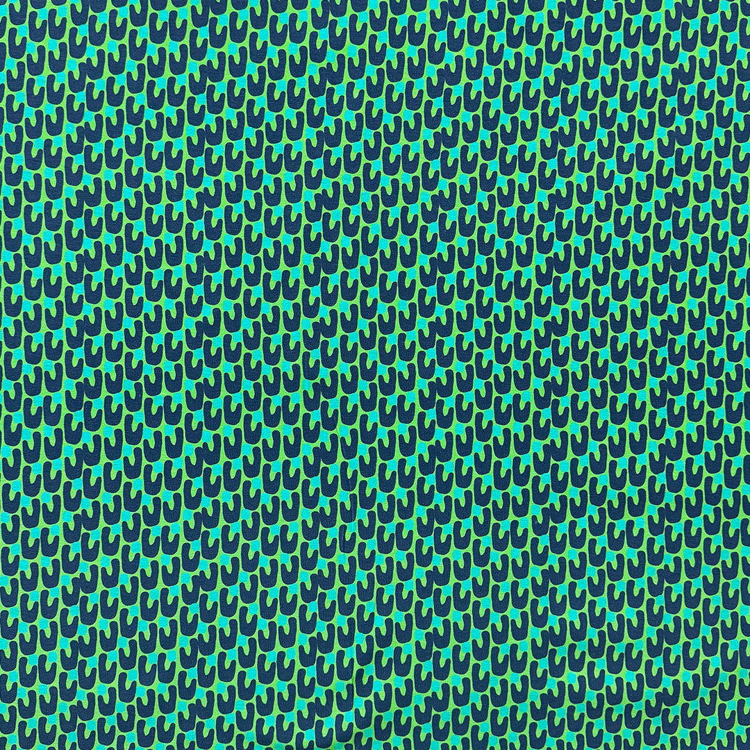Dutch digital 'shape friends' cotton knit, Oeko-Tex cert. - green/blue .625 yds