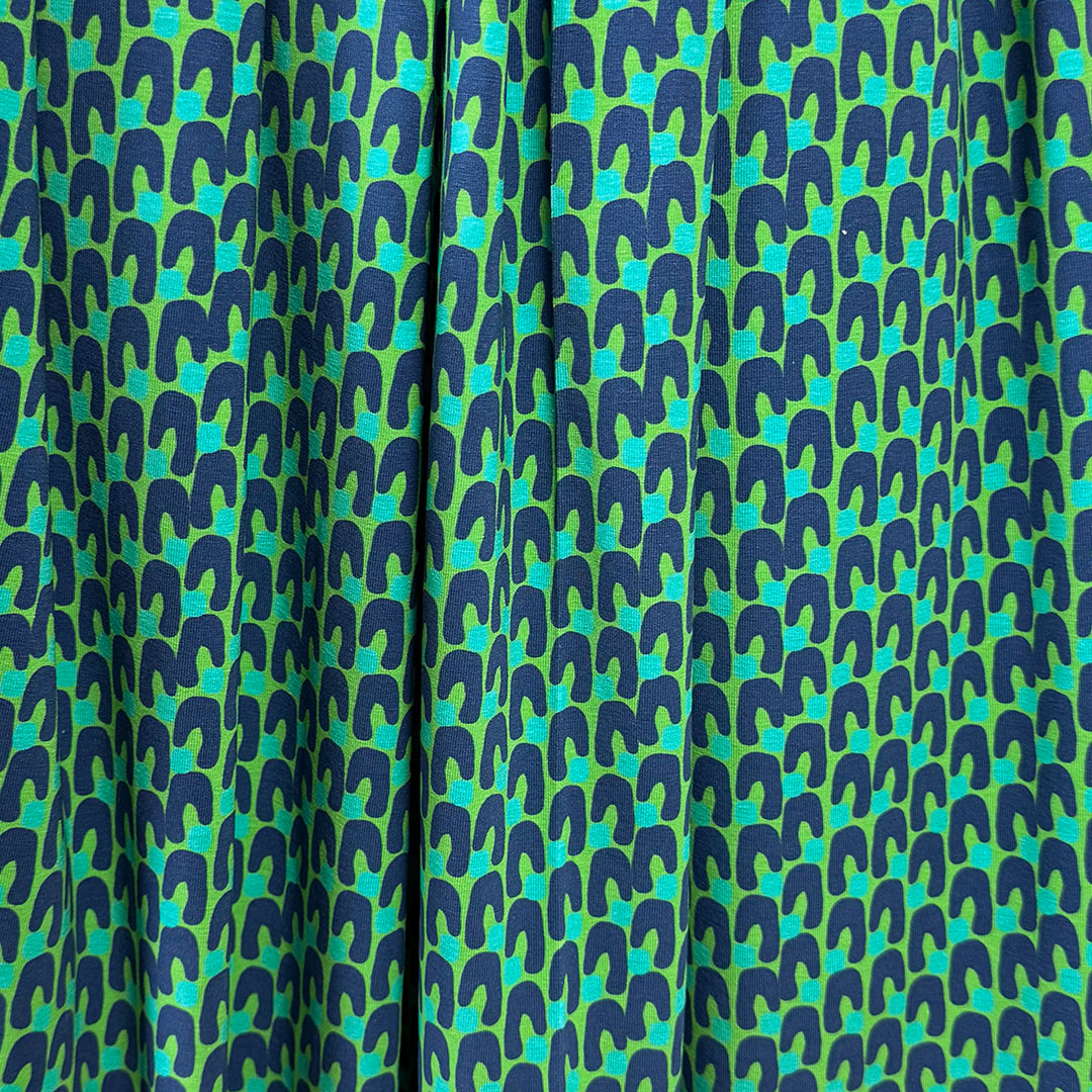 Dutch digital 'shape friends' cotton knit, Oeko-Tex cert. - green/blue .625 yds