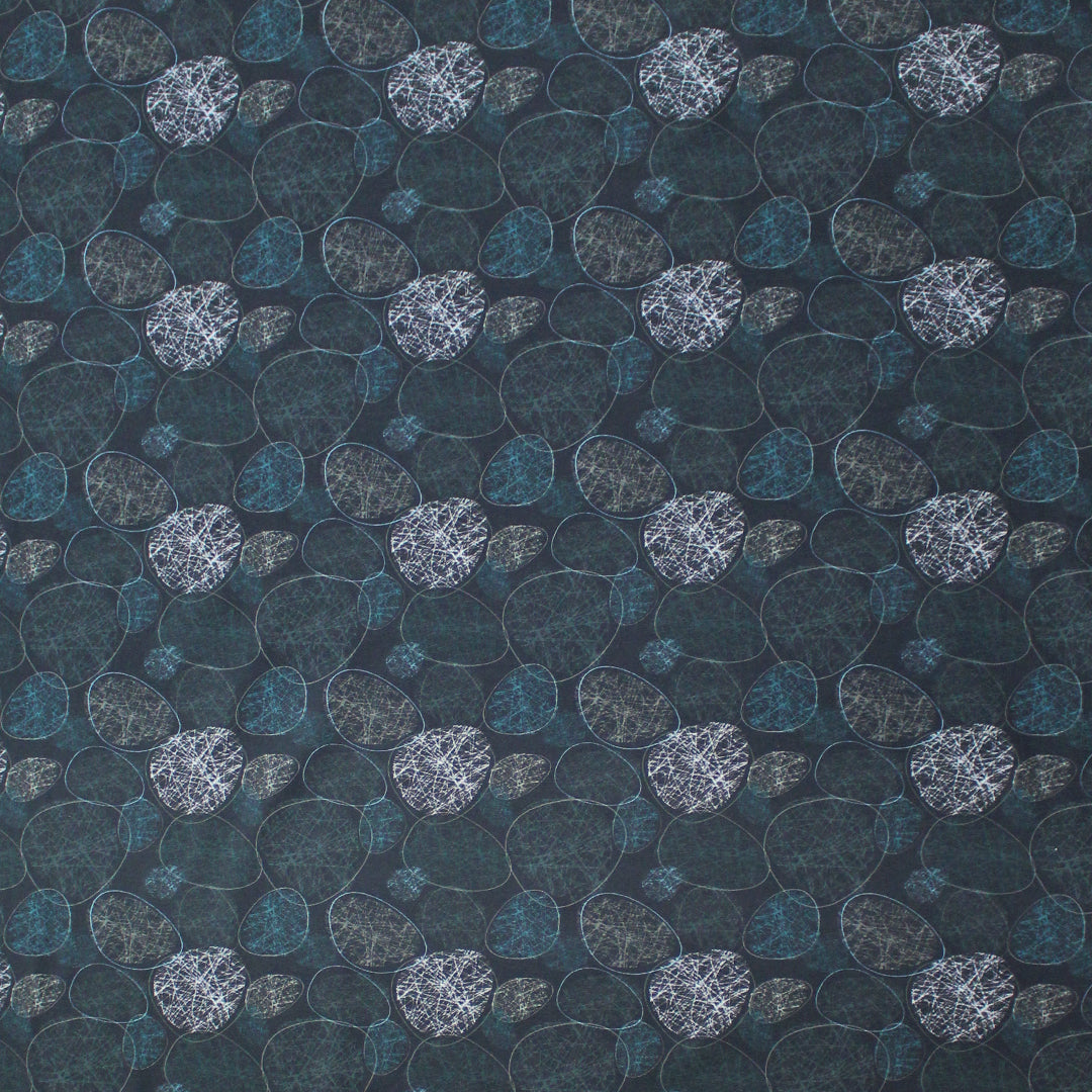 Dutch digital 'etched stones' cotton knit Oeko-Tex cert. - black/teal .75 yds