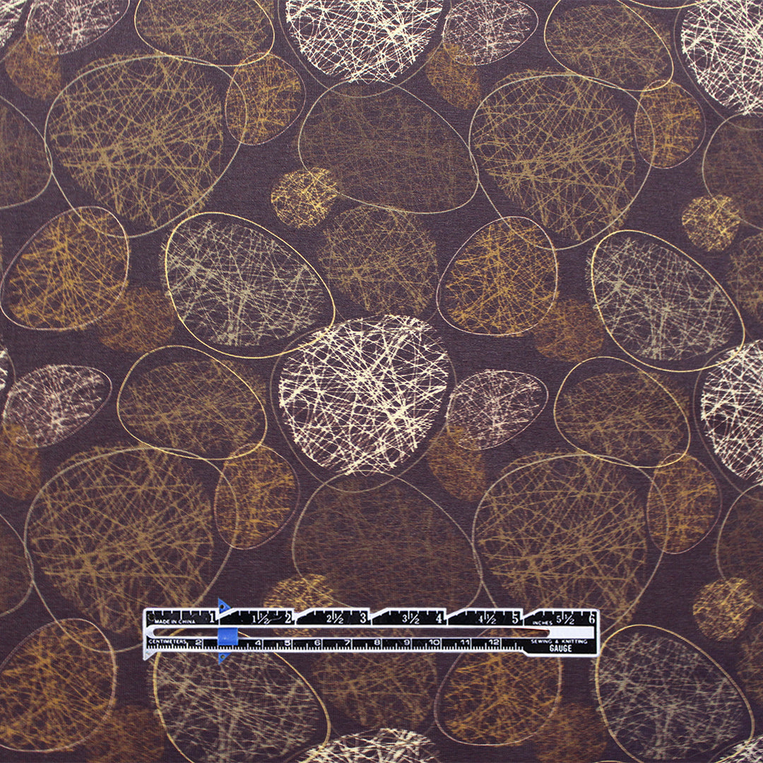 Dutch digital 'etched stones' cotton knit Oeko-Tex cert. - walnut/caramel .5 yds