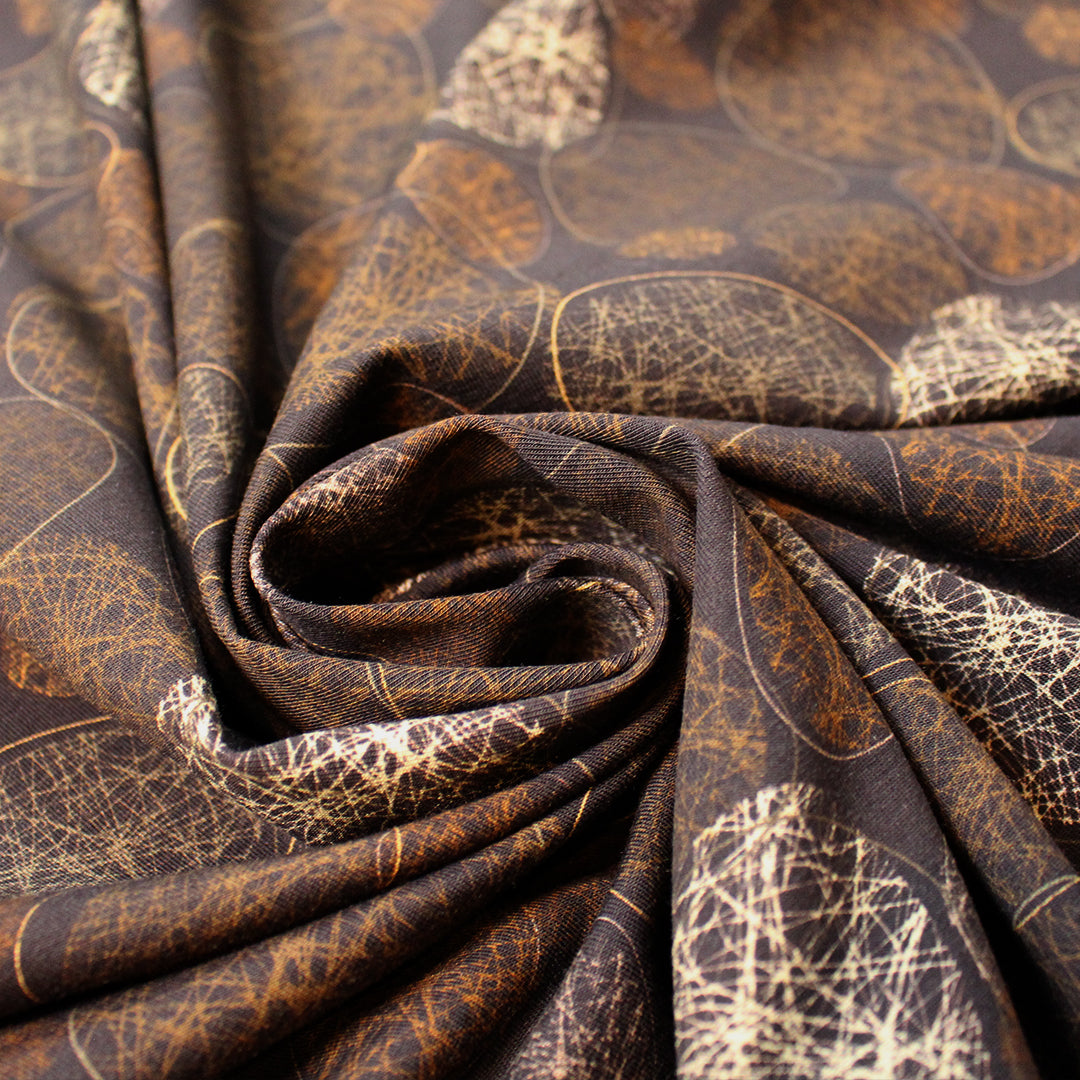Dutch digital 'etched stones' cotton knit Oeko-Tex cert. - walnut/caramel .5 yds