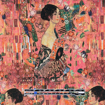 Dutch digital Klimt's 'Lady with a Fan' cotton/spandex knit - rouge 1.5 yds