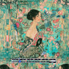 Dutch digital Klimt's 'Lady with a Fan' viscose/linen woven - jade .625 yds