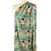 Dutch digital Klimt's 'Lady with a Fan' viscose/linen woven - jade 1.5 yds