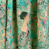 Dutch digital Klimt's 'Lady with a Fan' viscose/linen woven - jade 1.5 yds