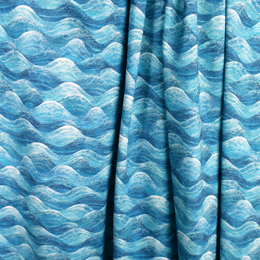 Dutch digital 'ebb and flow' cotton knit, Oeko-Tex cert. 1.125 yds