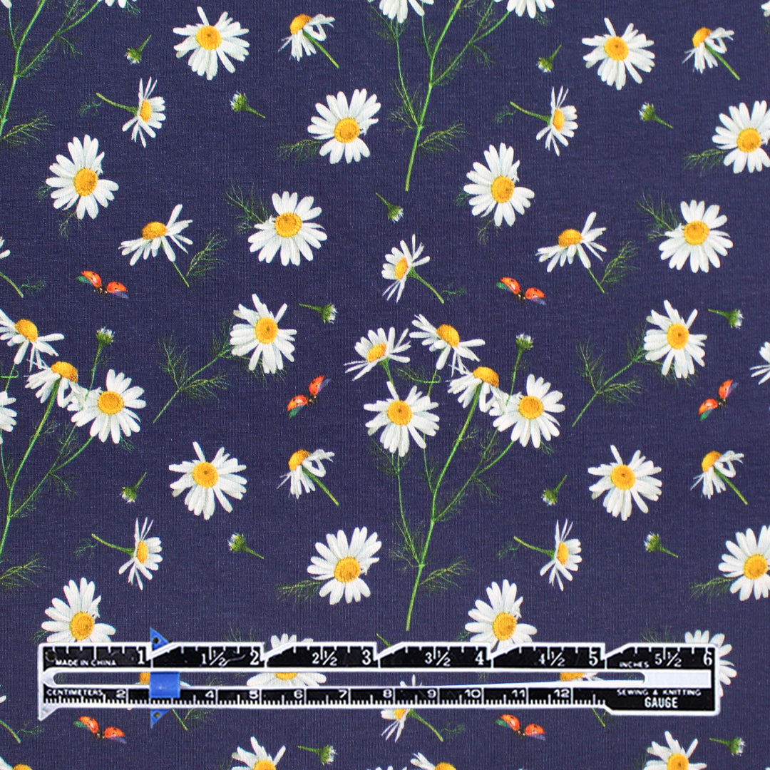 Dutch digital 'chamomile garden' cotton knit, Oeko-Tex cert. 1.125 yds