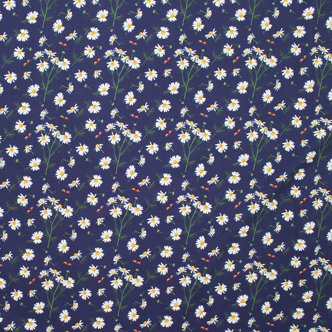 Dutch digital 'chamomile garden' cotton knit, Oeko-Tex cert. 1.125 yds