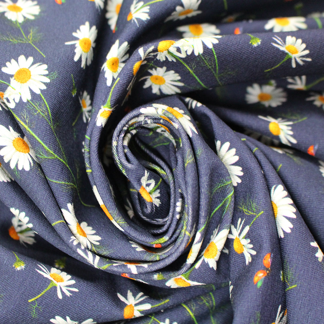 Dutch digital 'chamomile garden' cotton knit, Oeko-Tex cert. 1.125 yds